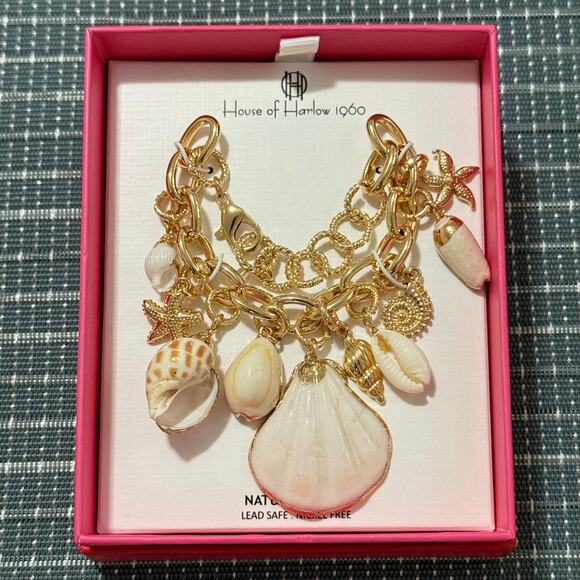 NEW | House of Harlow | Natural Shell Nautical Gold Bracelet (RET $60) - Picture 1 of 3